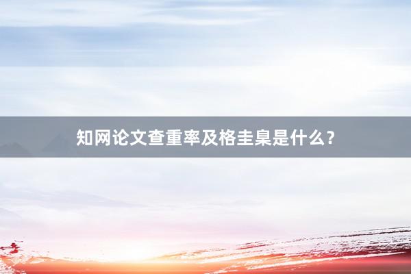 知网论文查重率及格圭臬是什么？